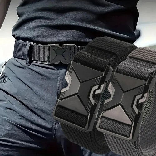 New Men's 125 cm Buckle Belt – Lightweight, Breathable Braided Nylon Men's Belt for Daily Use and Travel