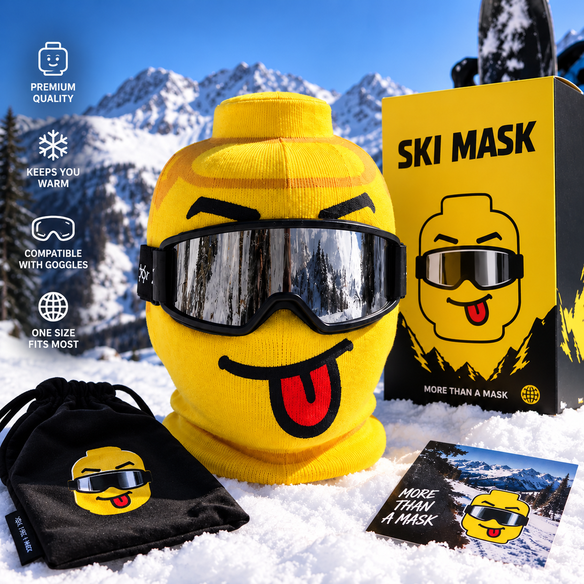 Ski mask with a yellow face