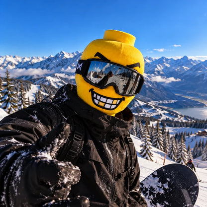 Ski mask with a yellow face