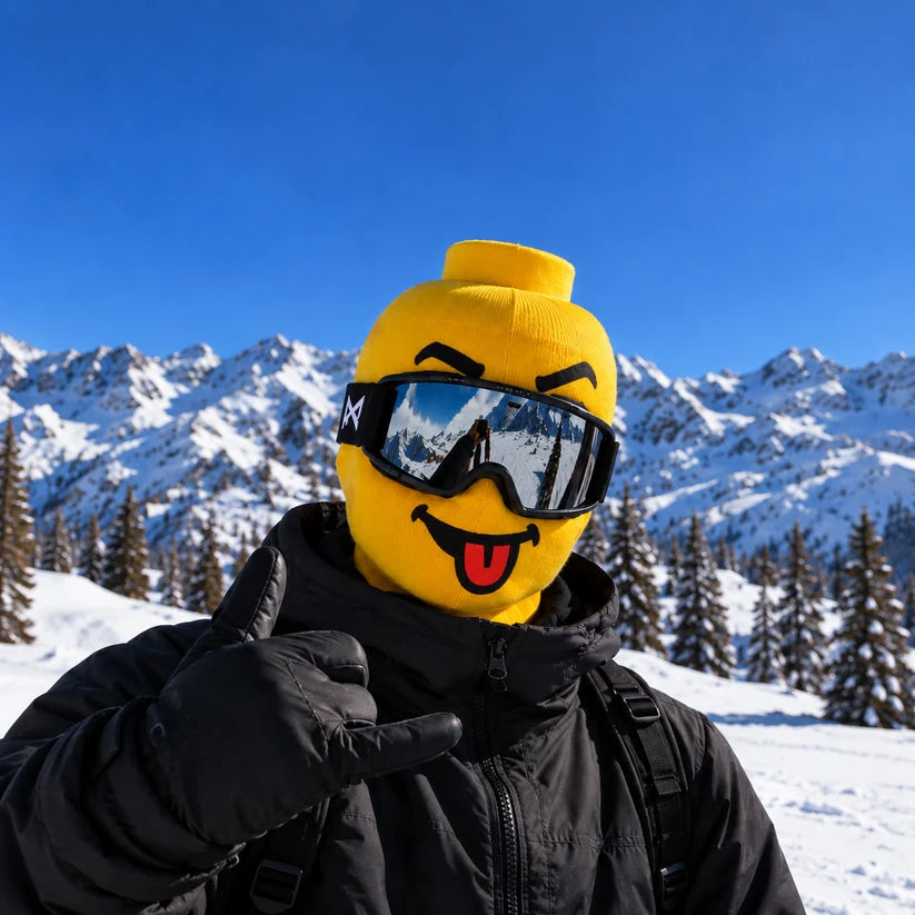 Ski mask with a yellow face